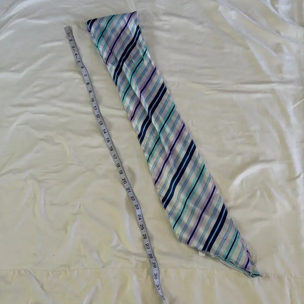 Y2K 2000s Blue Striped Skinny Scarf Belt Headband Whimsy Romantic Boho